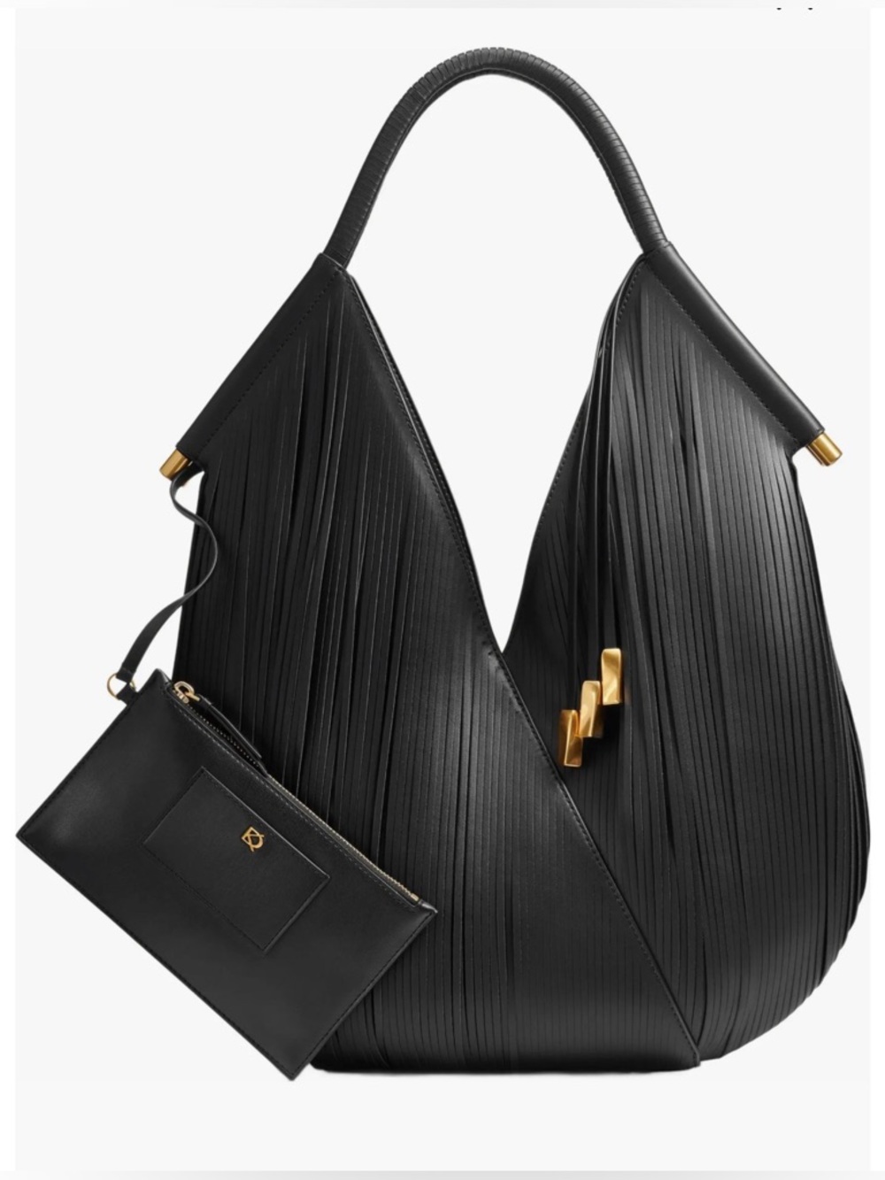 Donna Karan Baldwin LG Shoulder Bag. Black/Gold.